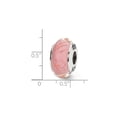 thumbnail image 2 of 925 Sterling Silver Polished Oxidized Reflections Pink Red Scribbles Hand-blown Glass Bead Charm 12.73x7.27mm Wide Penda, 2 of 2