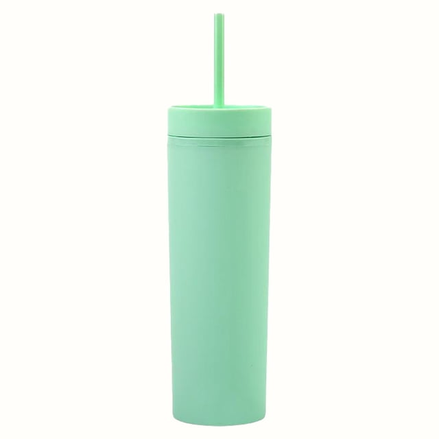 Tumbler with Lid And Straw Slim Plastic Tumbler - Double-Wall Insulated Cup with Lid for Coffee/Water (450Ml Travel Mug)Tumbler with Lid And Straw for Outside