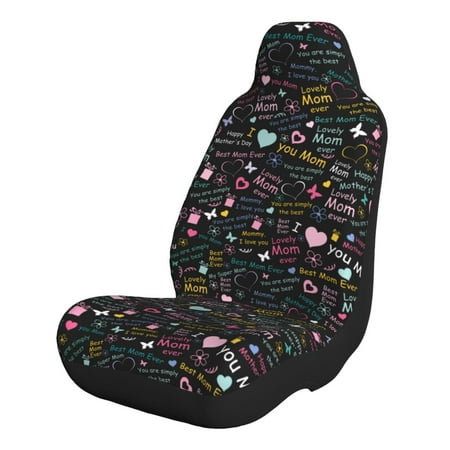 Salouo I love you Mom Pattern Car Seat Covers Universal Car Seat Protectors Easy to Install Car Cover Car Accessories Auto/rucks/Van/SUV-1