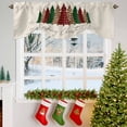 thumbnail image 3 of Merry Christmas Tree Tie Up Valances Curtain, Red Green Black Plaid Vintage Linen Adjustable Rod Pocket Short Window Treatment Tie Up Curtains Valances for Kitchen Living Room Bathroom 42x12 Inches, 3 of 9