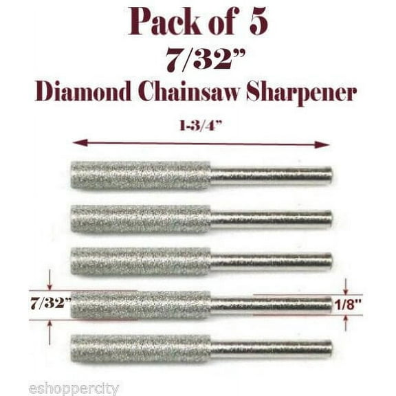 MTP Brand MTP Tm 5pc 7/32" Diamond Chainsaw Sharpener Burr Stone File Fits Dremel 1453 Craftsman Chicago Black & Decker Husqvarna Ryobi Echo Poulan Gas / Electrical Chain Saw