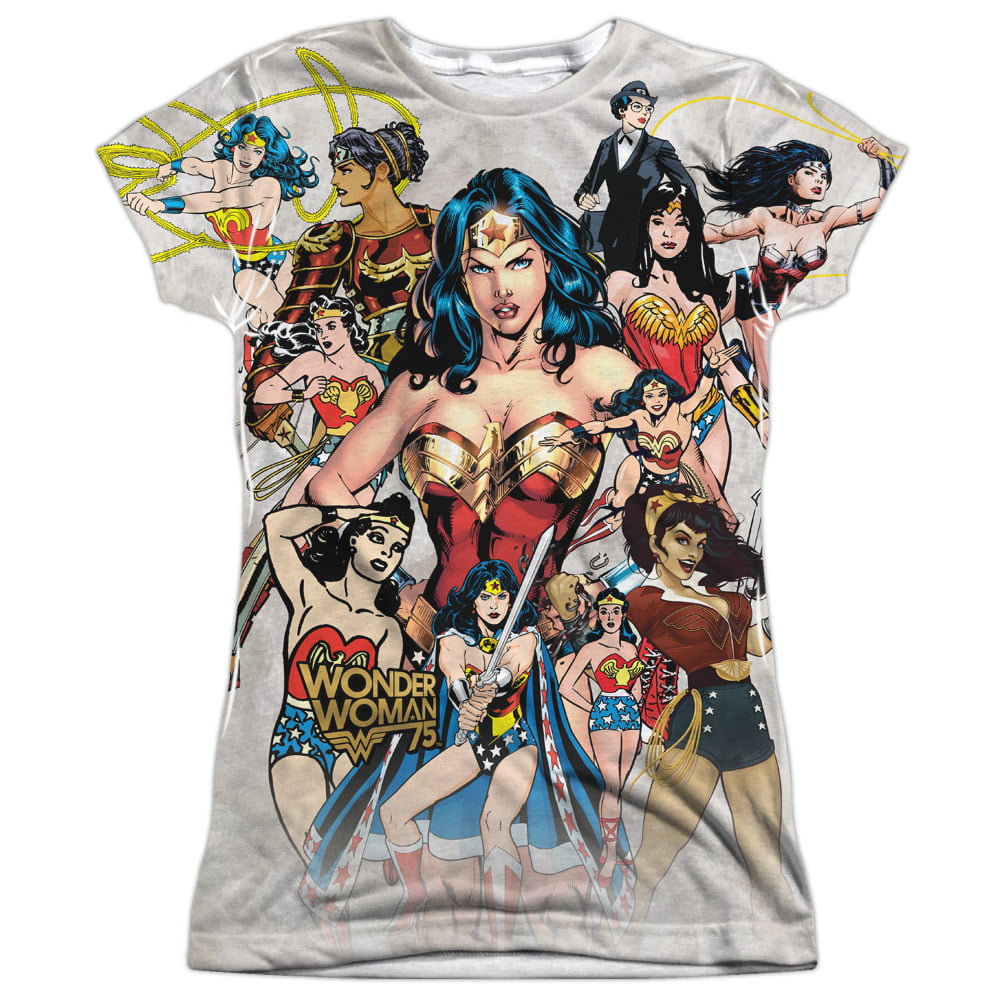 Donna DC Comics Wonder Woman Hint of Red Maglietta con Collo a V