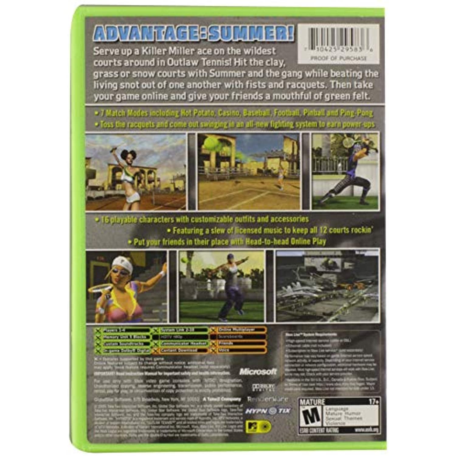 Outlaw Tennis (Microsoft Xbox, 2005) Retro Sport Game