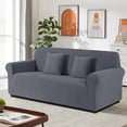thumbnail image 4 of KINCAM 3-Seater Sofa Slipcover, Stretch Couch Cover with 2 Pillow Cover, Machine Washable Furniture Protector, Dark Gray, 4 of 7