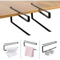 thumbnail image 1 of 2pcs Kitchen Roll Paper Rack Plastic Wrap Rack Storage Paper Towels Rack No Punching Save Space Black, 1 of 5