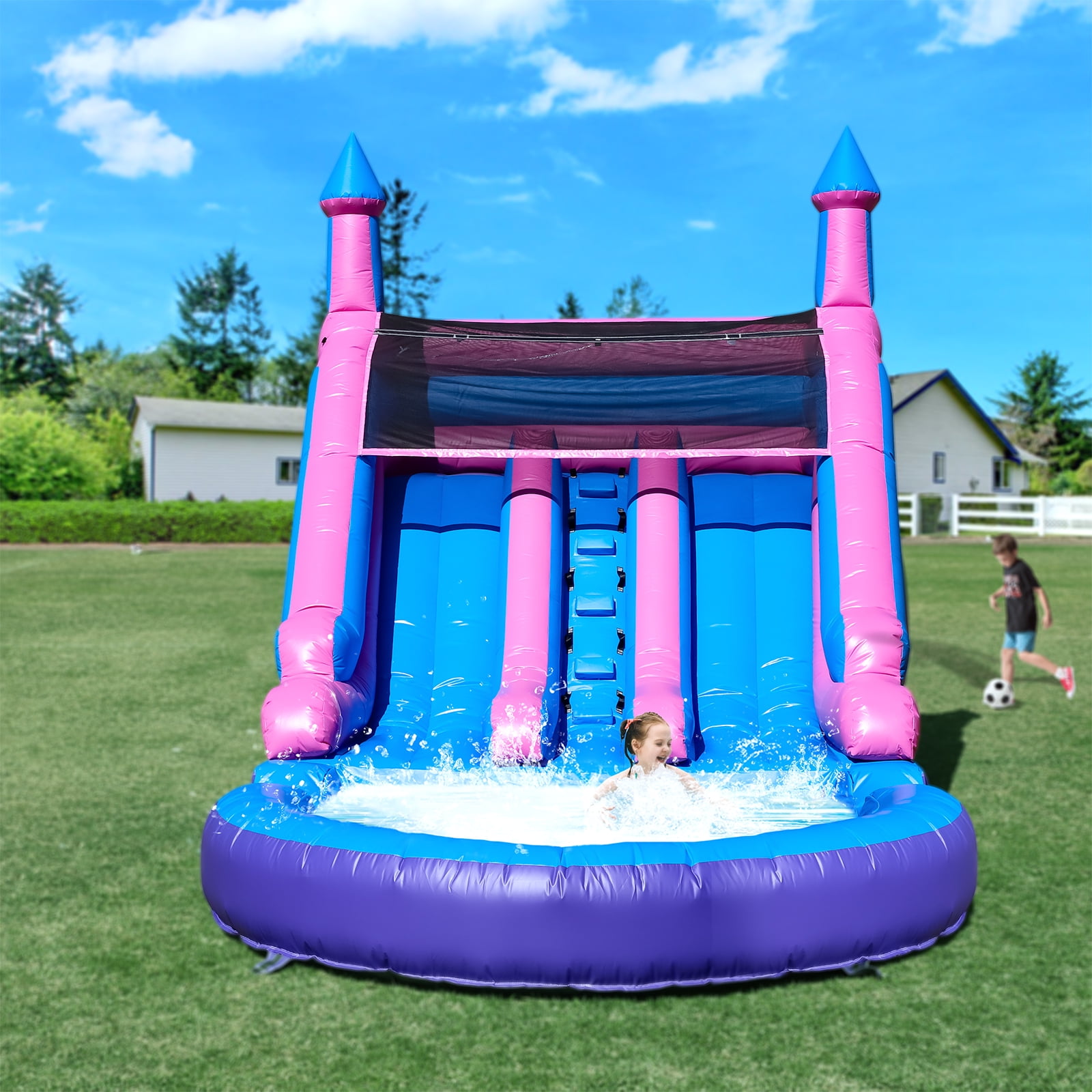 Relunch 21FT(L) Commercial Double Water Slide for Adults Kids,Giant Inflatable Water Slides with Big Splash Pool 21x11x13.5FT