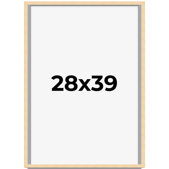 28x39 Frame Natural Wood Picture Frame | 0.75 Inch Moulding Width | with UV Acrylic Plexiglass,