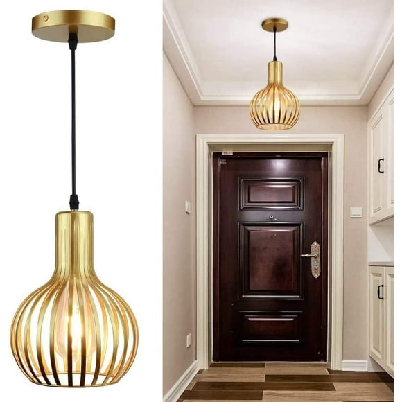 GUSTELL  Gold Pendant Ceiling Lights Fixtures, Classic Pendant Lamp, E26 Industrial Metal Hanging Pendant Led Lighting for Kitchen, Bedroom, Dining Room, Hallway, Loft, Restaurant, Bar, Entryway