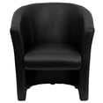 thumbnail image 2 of Fauteuil d'invité en forme de tonneau en cuir noir, 2 of 5