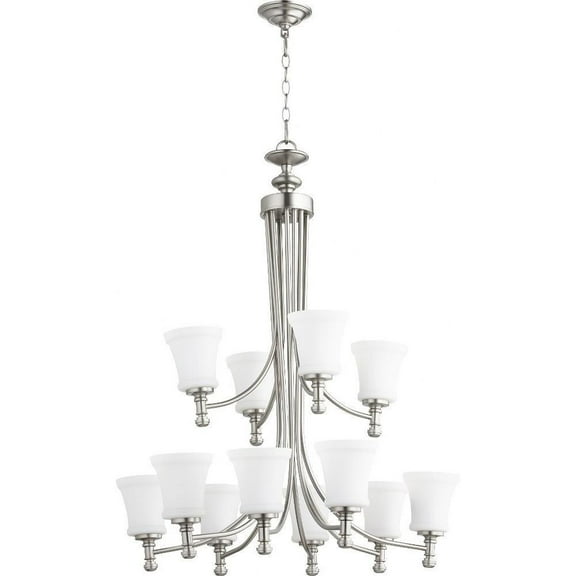 Transitional Twelve Light Chandelier-Satin Nickel Finish Bailey Street Home 183-Bel-2534912