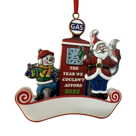 

2022 Gasoline Sign Resin Crafts Creative Santa Claus Refueling Christmas Tree Pendant Decoration Small Pendant Holiday Party Scene Decoration