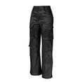 thumbnail image 5 of QUINDOS Black Cargo Pants for Women with Pockets Long Straight Leg High Waisted Women's Plus Size Pants Streetwear Relaxed Fit Combat Pants, 5 of 6