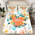 thumbnail image 2 of Feelyou Cartoon Love Heart Twin Sheet Sets, Ruistic Farmhouse Twin Fitted Sheet, Groovy Flower Floral Flat Sheet, Lightweight Room Decor, 3 Pieces, 2 of 7