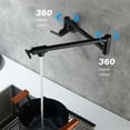 thumbnail image 3 of Cfowner Pot Filler Folding Faucet for Bar, Wall Mount Kitchen Faucet with Double Joint Swing Arm, Matte Black, 3 of 7
