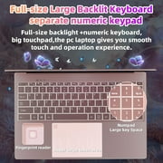 Rumtuk 16 Rose Laptop, DDR4 16GB RAM, 512GB SSD, Win 11 Pro/Office 2019, FHD IPS Display, Celeron N5105, Backlit KB, Fingerprint, USB 3.0, HDMI, WiFi,BT, Notebook for Work, Study,Pink