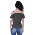 thumbnail image 6 of Moomaya Cold Shoulder Top For Women w/ Sequin Heart Patch Short Summer Tunic, XS-XL, 6 of 9