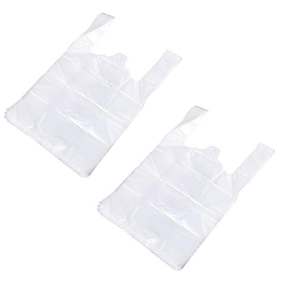200Pcs 20X30Cm White Food Grade Plastic Bag With Handle Food Packaging Bag For Supermarket Store Grocery Food Storage Home Decor