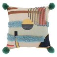 thumbnail image 6 of Fennco Styles Pom Pom Geometric Embroidered Cotton Decorative Throw Pillow - Multicolored  Cushion for Home, Couch, Living Room and Office Décor, 6 of 6