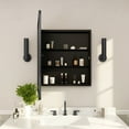 thumbnail image 3 of Flash Furniture 24" x 30" Recessed Bathroom Medicine Cabinet with Rounded Beveled Mirror and Reversible Metal Frame in Black, 3 of 11