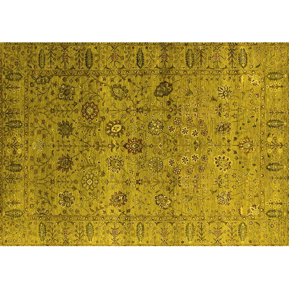 Ahgly Company Indoor Rectangle Oriental Yellow Industrial Area Rugs, 2' x 4'