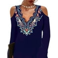 thumbnail image 3 of JustVH Women Sexy Off Shoulder Flared Long Sleeve Floral Vintage T-Shirt Dress, 3 of 4