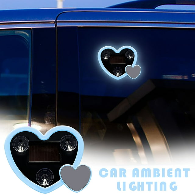 Car Solar-powered Window Double Heart Light Car Interior Decorative Light Heart-shaped Neon Light