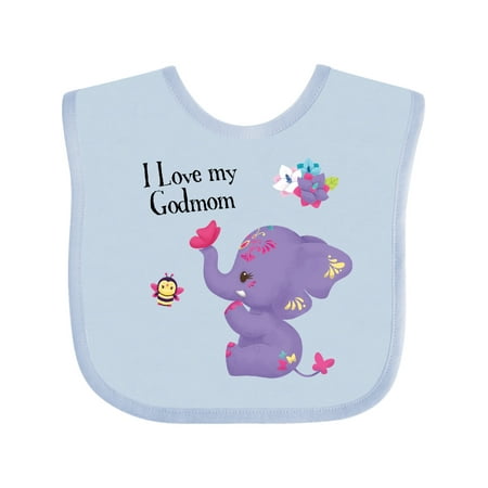 

Inktastic Love my Godmom Yara Purple Elephant and Bee Gift Baby Girl Bib