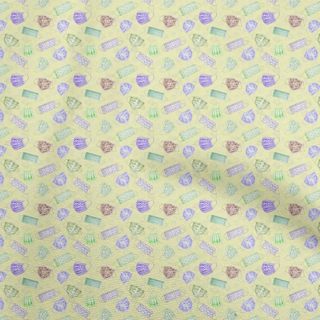 oneOone Cotton Silk Medium Yellow Fabric Mask Sewing Craft Projects Fabric Prints By Yard 42 Inch Wide