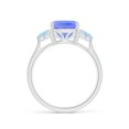 thumbnail image 2 of ANGARA Natural Cushion 2.15 ct Tanzanite & Trillion Aquamarine 3 Stone Ring in 14K White Gold for Women (Size-8mm) | December Birthstone, Anniversary, Jewelry Gift for Women | Natural Tanzanite Ring, 2 of 10