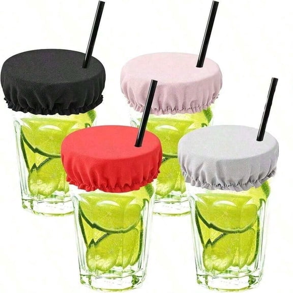 4 pcs Reusable Silicone Cup Protector Lids with Straw Hole, Spill-Proof & Hygienic Drink Covers for Bar, Club, Party, Pool, Beach – Prevent Dust & Unwanted Items in Your Beverage