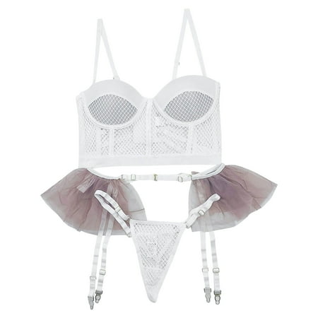 

Plus Size Lingerie for Women Naughty Bodysuit Mini Bodysuit Solid White S