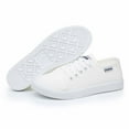 thumbnail image 2 of Womens Shoes,Retro Canvas Shoes Solid Color Lace Up for Casual Wear Flat Retro Canvas Shoes for Bottom Style,Shoes for Women,White,6.5, 2 of 9