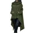 thumbnail image 2 of Tiqkatyck Long Sleeve Shirts for Women, Women Plu Size Long Sleeve Hood Top Solid Sweatshirt Sweater Irregular Blouse Hoodies for Women Army Green L, 2 of 7