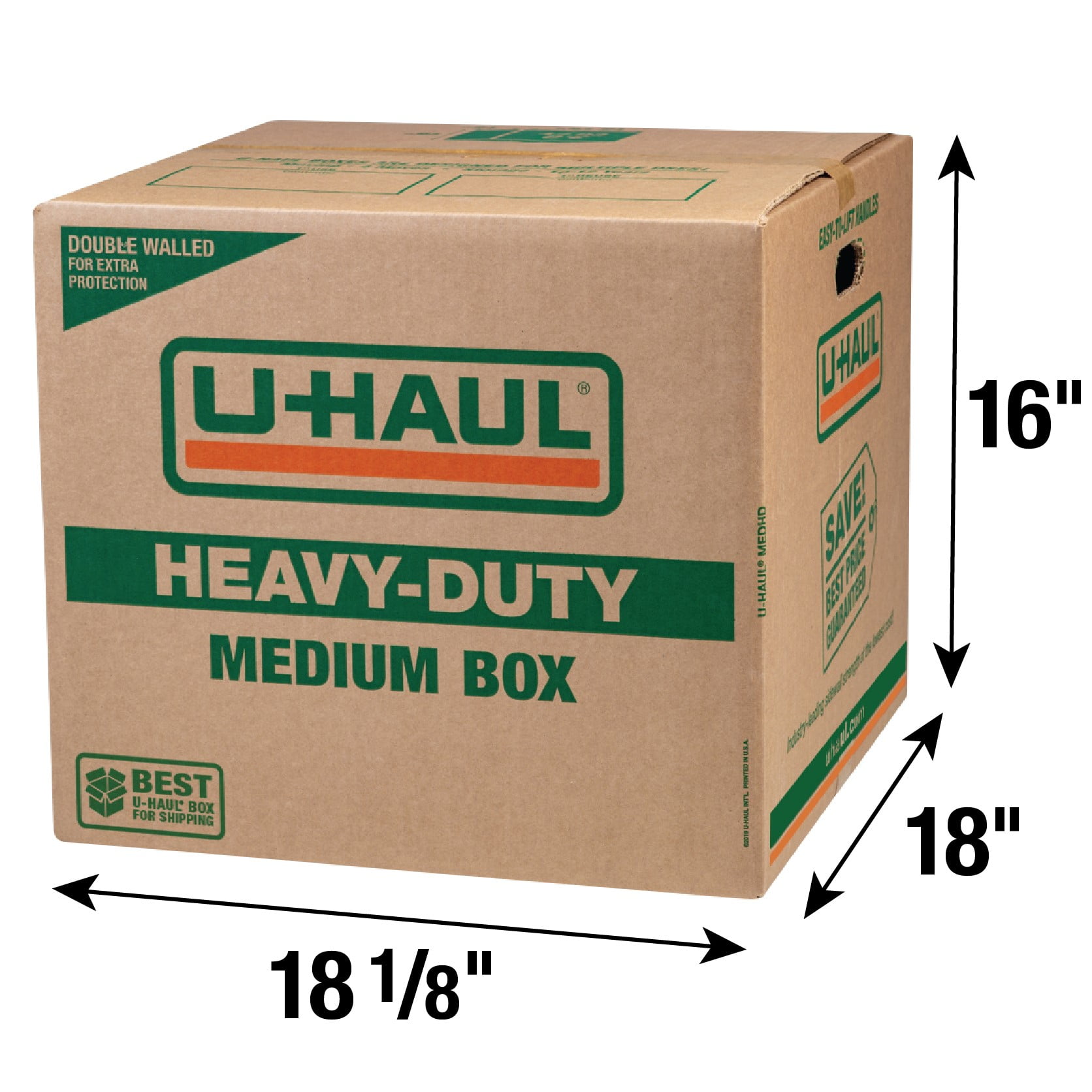 11-Piece Medium Heavy-Duty Double Wall Moving & Shipping Box - 18-1/8” x 18” x 16” (L x W x H)