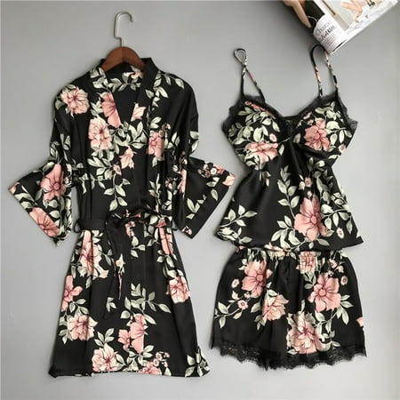 

Ykohkofe Sexy Wireless Rimless Pajamas Lace Nightdress Silk Underwear Women Sleepwear