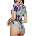 thumbnail image 3 of Gaeub Donuts Women'S Short Sleeve One Piece Swimsuit Sexy High-Waisted Bodysuit For Swimming, Beach, Sports - Xx-Large, 3 of 9