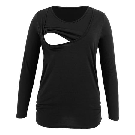 

Pregnant Maternity Breastfeeding Long Sleeve Tops For Women Ladies Fashion Solid Color Print Short Sleeve Maternity Breastfeeding Clothe Top