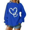 thumbnail image 1 of SOMOWI Chandail de la Saint-Valentin pour Femmes Sans Capuche Col Rond Manches Longues Décontracté chandail Doux Tricoté Bleu Graphique Automne Hauts S, 1 of 4