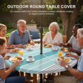 thumbnail image 3 of Round Outdoor Tablecloth with Umbrella Hole and Zipper, Turquoise Aqua Stripes Tablecloth with Elastic Waterproof, Modern Gradient Minimalist Lines Patio Table Covers for 31" - 35" Pool Tables, 3 of 9