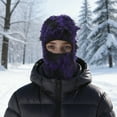 thumbnail image 4 of Unique Bargains 1 Pc Warm Face Mask Knitting Balaclava for Cycling Purple Black, 4 of 6