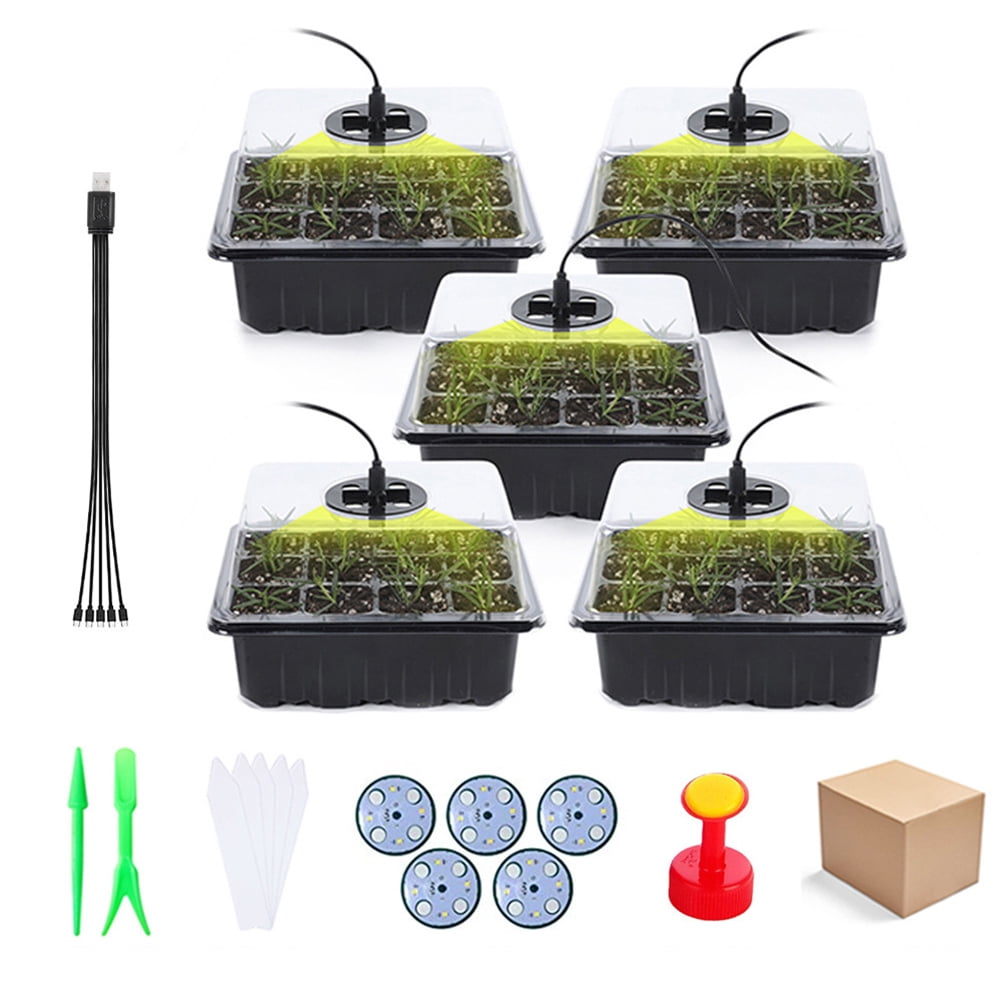 5 Pack Seed Starter Trays Garden Center with Growing Medium,Seed Trays