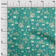 thumbnail image 2 of oneOone Viscose Jersey Teal Green Fabric Kalamkari Traditional Sewing Craft Projects Fabric Prints By Yard 60 Inch Wide, 2 of 5