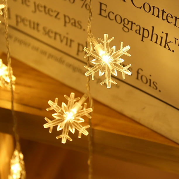 Cadena de lámpara Irfora Caja de batería de copo de nieve, cadena de luz para decoración de habitación, luz de fiesta de vacaciones de Navidad, lámpara colgante de modelado decorativa para acampar al Irfora Cadena de lámpara