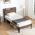 thumbnail image 4 of Lusimo Bed Frame Twin XL, Metal Platform Bed Frame with Fabric Upholstered Headboard and Charging Station No Box Spring Needed Easy Assembly, Brown, 4 of 11