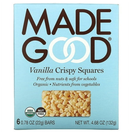 MadeGood, Crispy Squares, Vanilla, 6 Bars, 0.78 oz