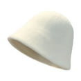 thumbnail image 2 of Naierhg Beanie Round Dome Short Brim Thick Warm Bucket Hat Women Winter Knitting Wool Basin Hat Fashion AccessoriesLight Beige, 2 of 8
