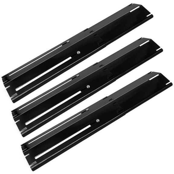 Porcelain Steel Universal Heat Tents Replacement for Brinkmann, Charbroil, Nexgrill, Backyard Grill, Set of 3 Adjustable Heat Plate Flame Tamer Burner Cover, Extends from 11.75" up to 21" L