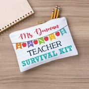 Personalized Teacher Survival Kit Large Zipper Pouch