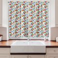 thumbnail image 2 of Ambesonne Modern Kitchen Curtains, Glove Kettle Coffee Artwork, 55"x24", Dark Turquoise and Lime Green, 2 of 3