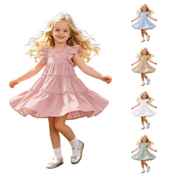 Shachafan Girls Tiered Party Dress With Ruffle Sleeves And Pleated Design For Summer Occasions Girl Dresses 5